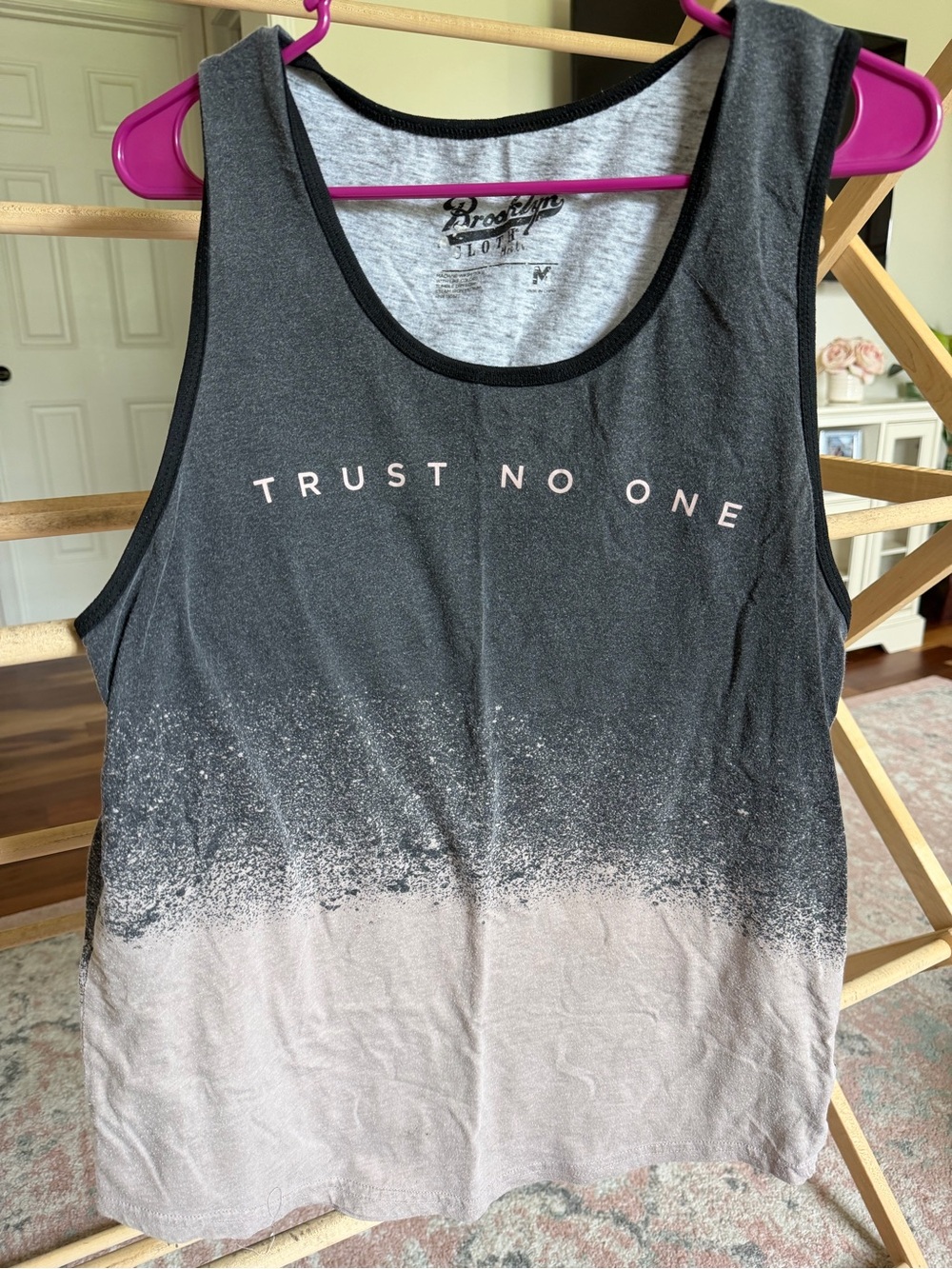 'Trust No One' Black to Tan Ombre Tank